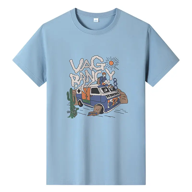 Men Printed T-Shirt Brown 2024 Summer