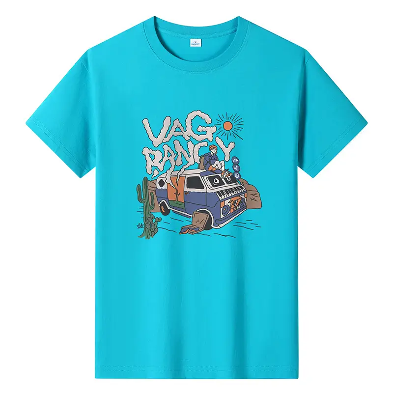 Men Printed T-Shirt Brown 2024 Summer