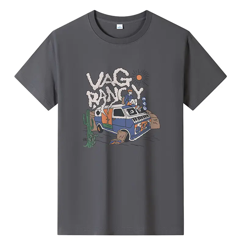 Men Printed T-Shirt Brown 2024 Summer