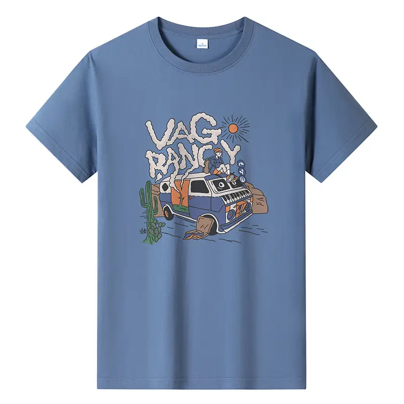 Men Printed T-Shirt Brown 2024 Summer