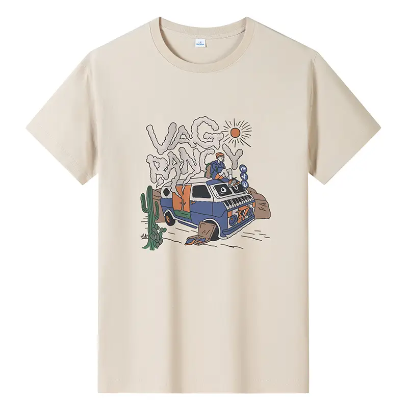 Men Printed T-Shirt Brown 2024 Summer