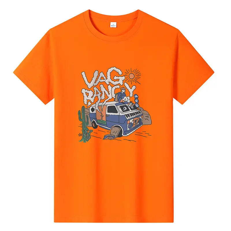 Men Printed T-Shirt Brown 2024 Summer