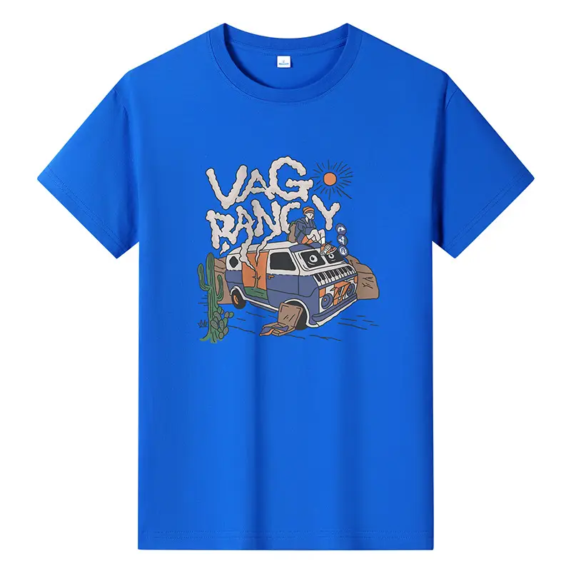 Men Printed T-Shirt Brown 2024 Summer