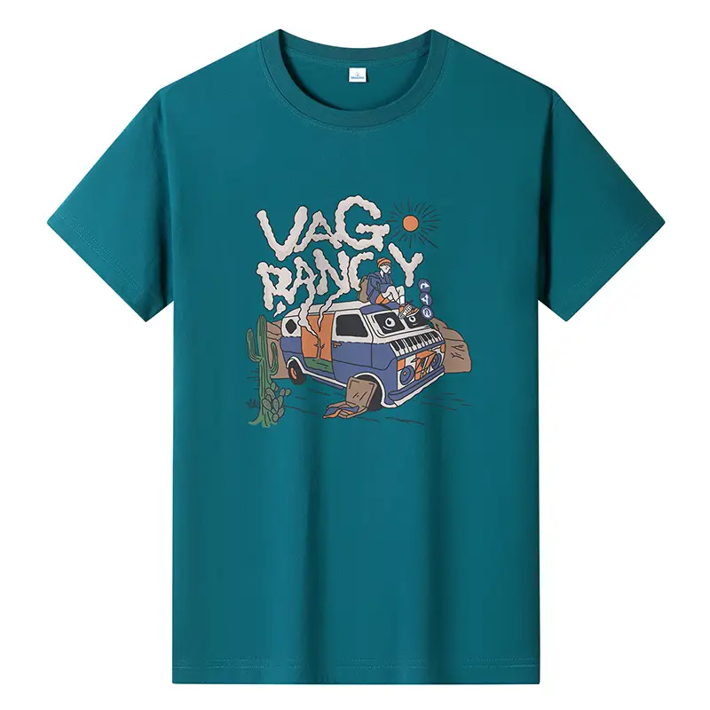 Men Printed T-Shirt Brown 2024 Summer