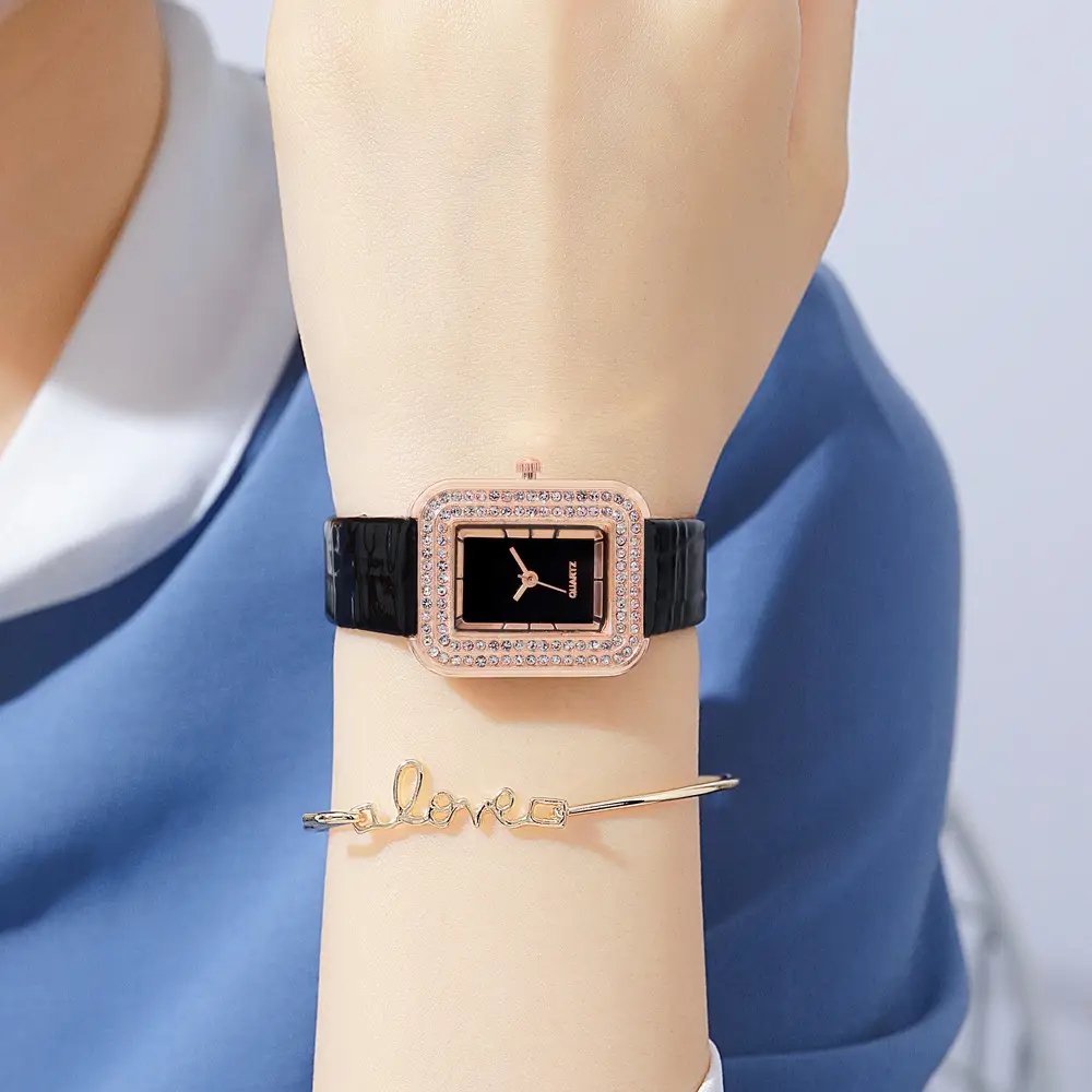 Diamond Encrusted Women's Watch Brown Leather Band — feature 15