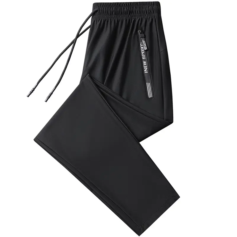 Zippered Ice Silk Sweatpants Large Elastic Band - Image 13
