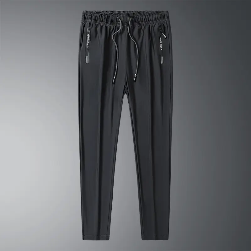 Zippered Ice Silk Sweatpants Large Elastic Band - Image 2