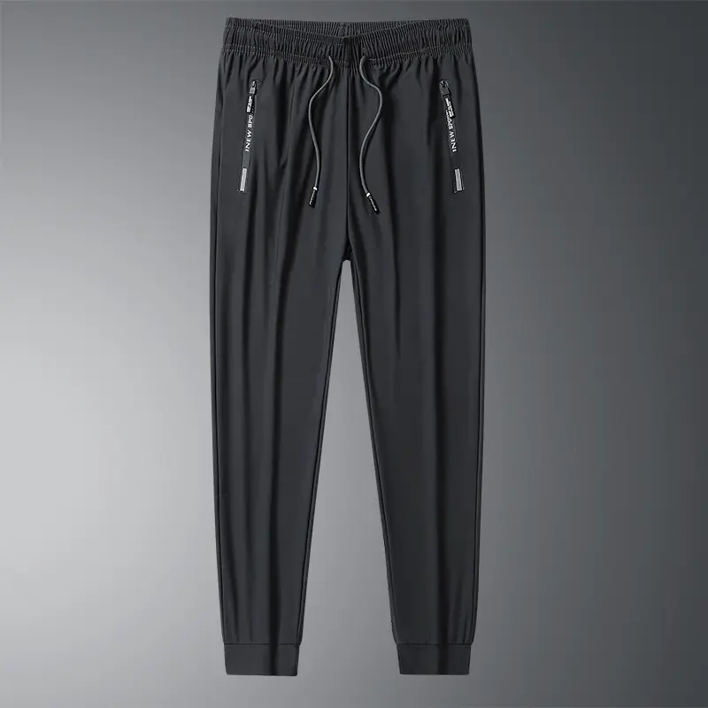 Zippered Ice Silk Sweatpants Large Elastic Band - Image 4