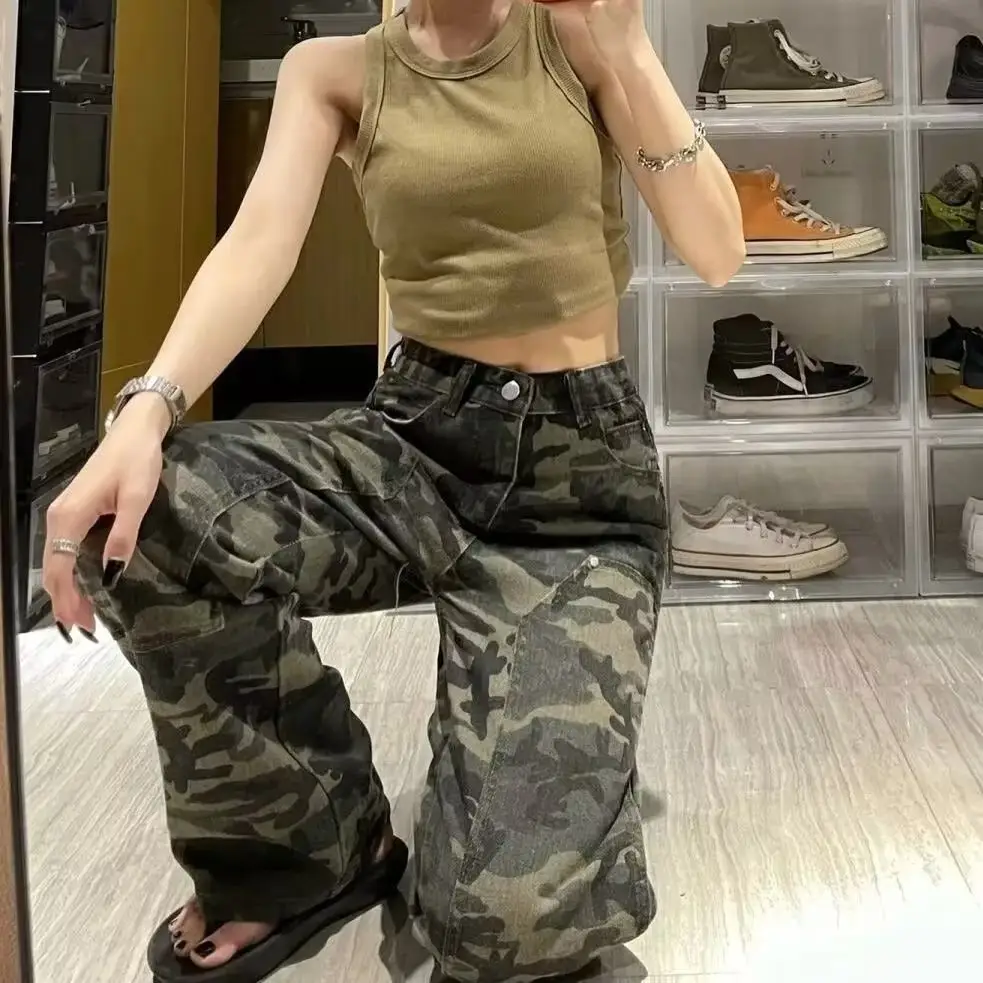 Men's American Style Camo Loose Fit Pants Summer Casual