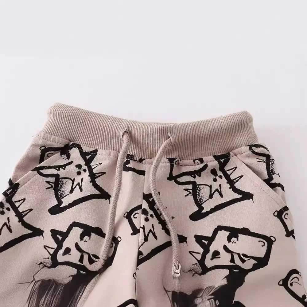 Kids Cotton Terry Pants with Cat Print for Boys - Image 2