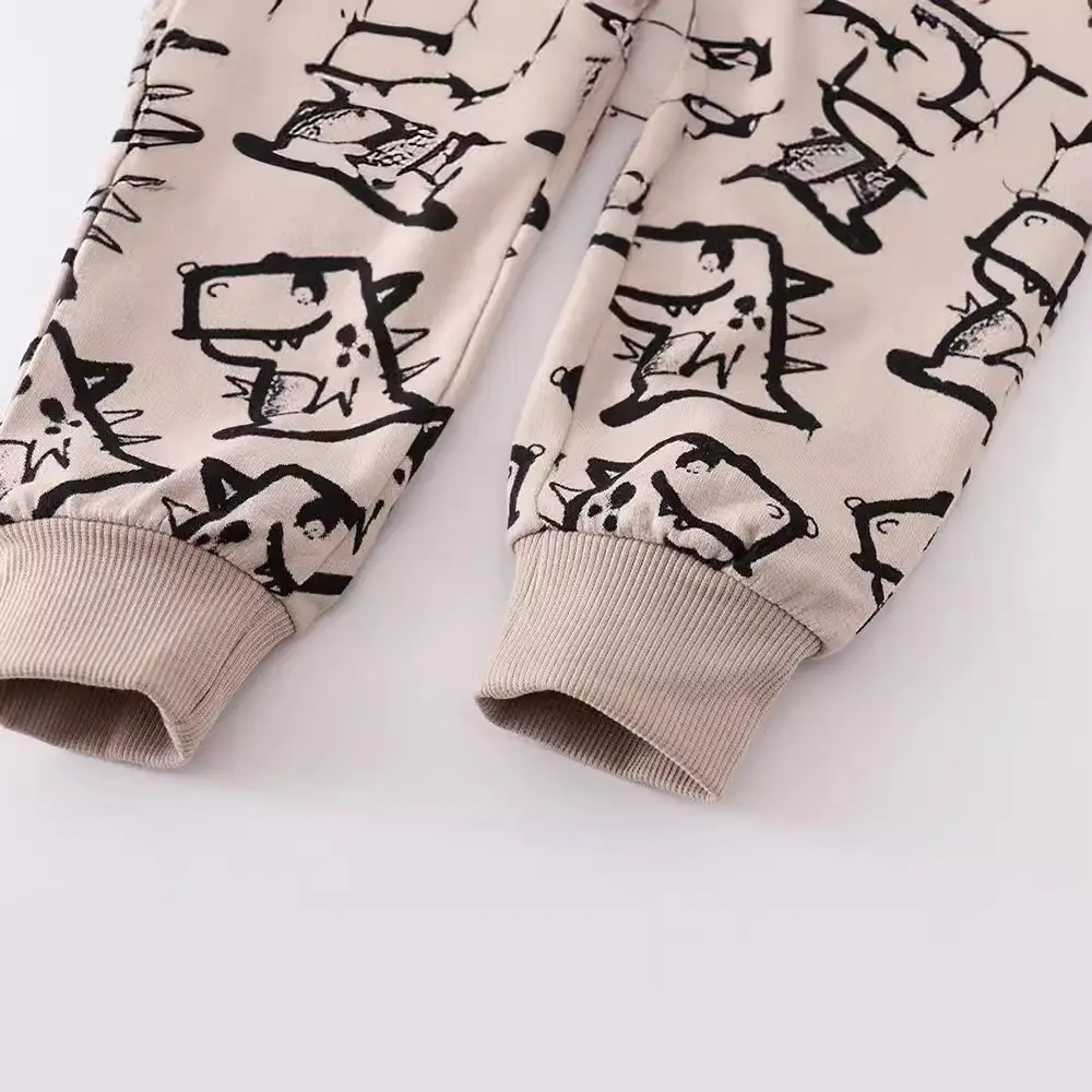 Kids Cotton Terry Pants with Cat Print for Boys - Image 4