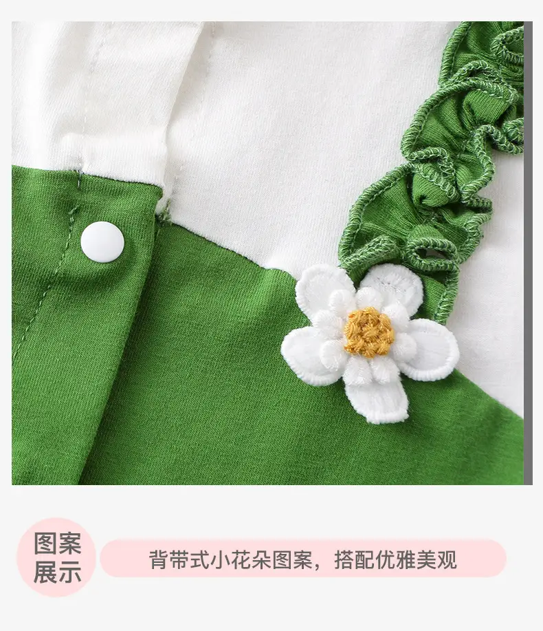 Newborn Baby Jumpsuit Green White Two-Piece Summer — feature 26