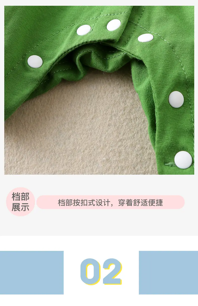 Newborn Baby Jumpsuit Green White Two-Piece Summer — feature 28