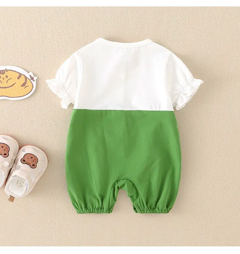Newborn Baby Jumpsuit Green White Two-Piece Summer — feature 32