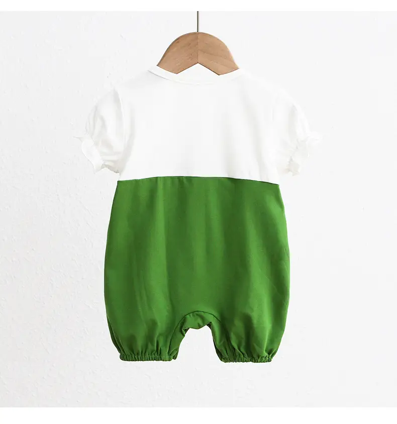 Newborn Baby Jumpsuit Green White Two-Piece Summer — feature 35