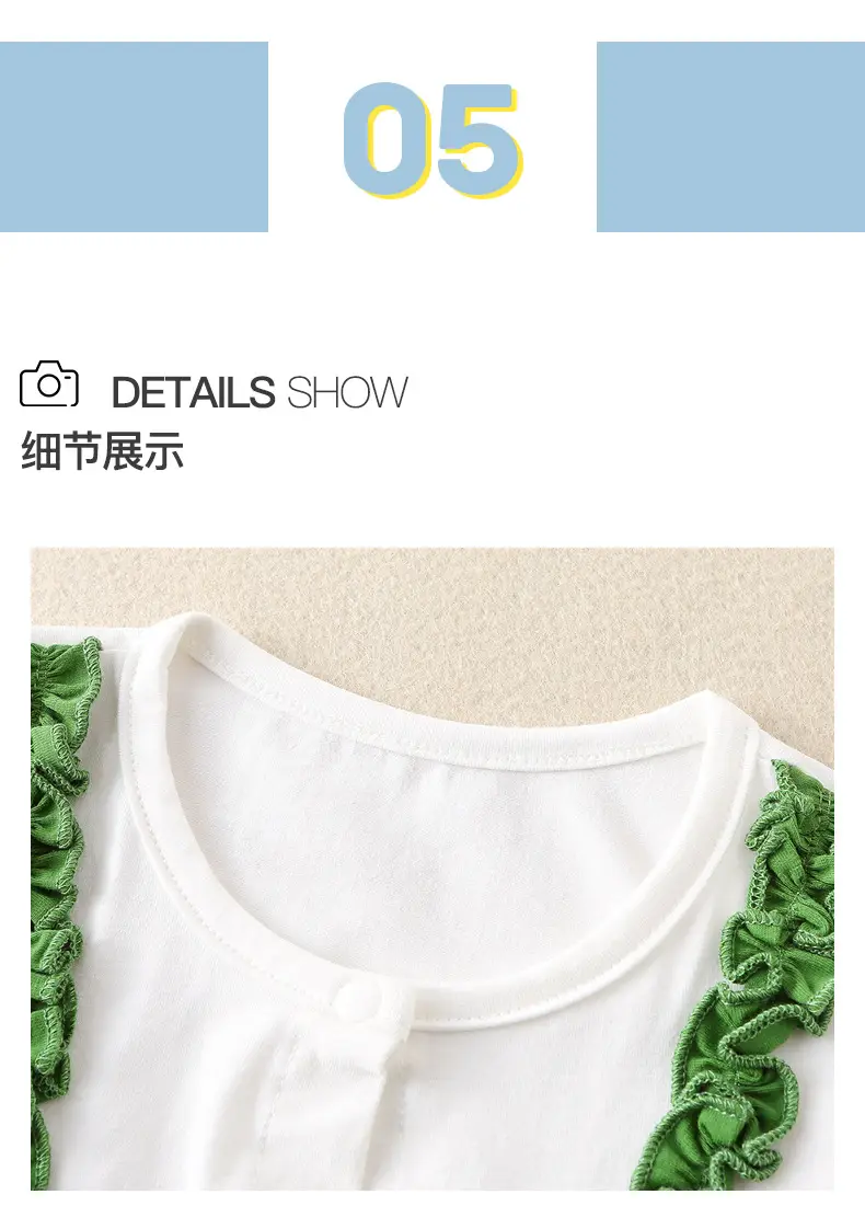 Newborn Baby Jumpsuit Green White Two-Piece Summer — feature 36