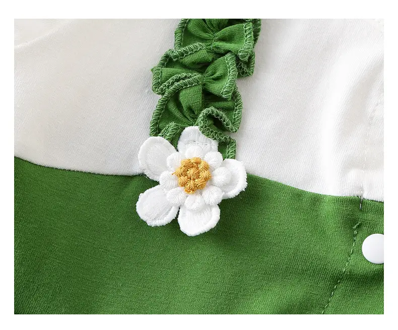 Newborn Baby Jumpsuit Green White Two-Piece Summer — feature 37