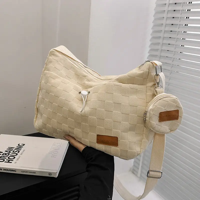 Women's Beige Woven Shoulder Tote Bag Spring 2023