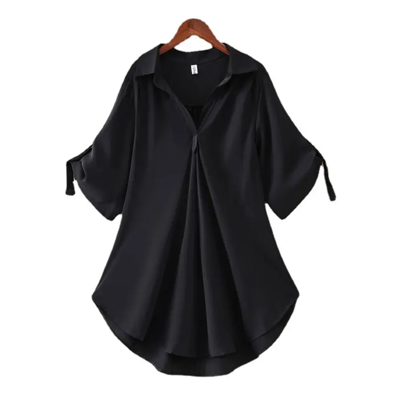 Red Chiffon Shirt for Women 2023 Summer Large Size - Image 6