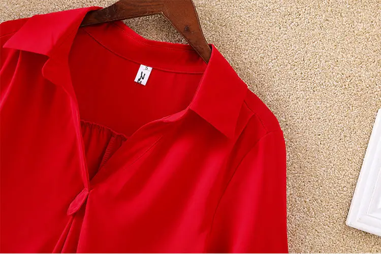 Red Chiffon Shirt for Women 2023 Summer Large Size — feature 22