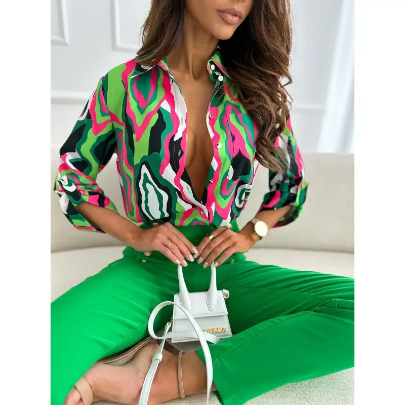 Red Chiffon Shirt for Women 2023 Summer Large Size — feature 6