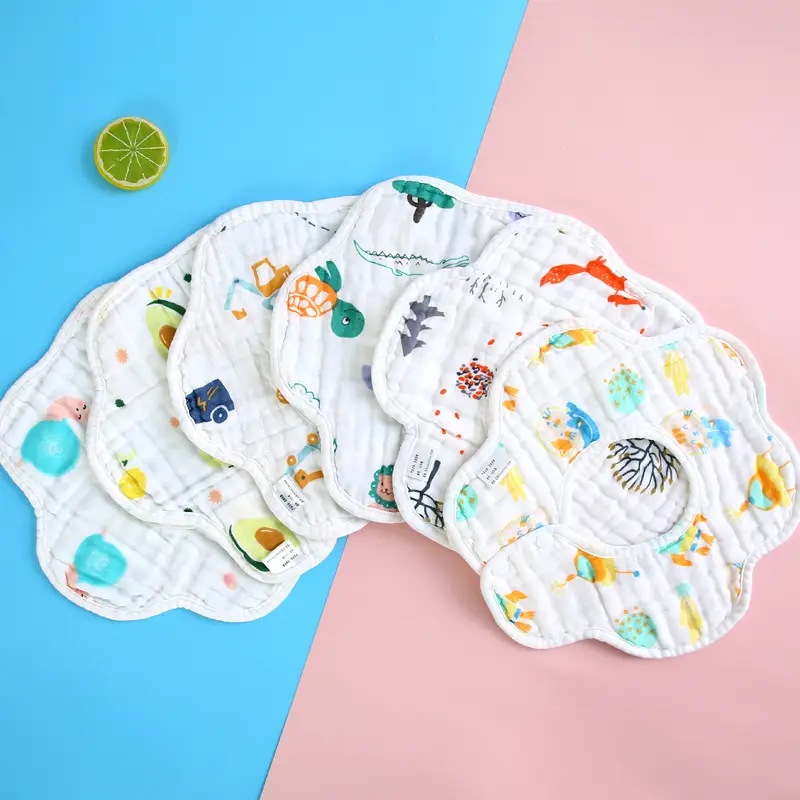 Cartoon Pure Cotton Saliva Bib for Baby 360-Degree Rotating - Image 22