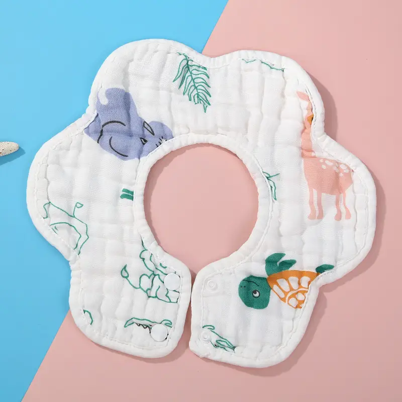 Cartoon Pure Cotton Saliva Bib for Baby 360-Degree Rotating - Image 11