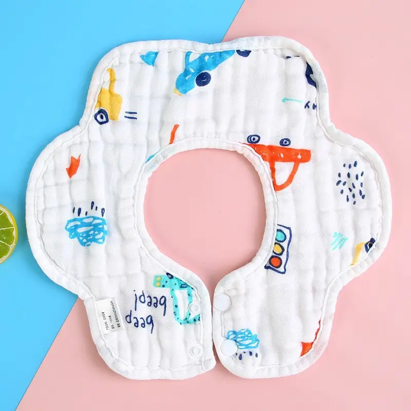 Cartoon Pure Cotton Saliva Bib for Baby 360-Degree Rotating - Image 14