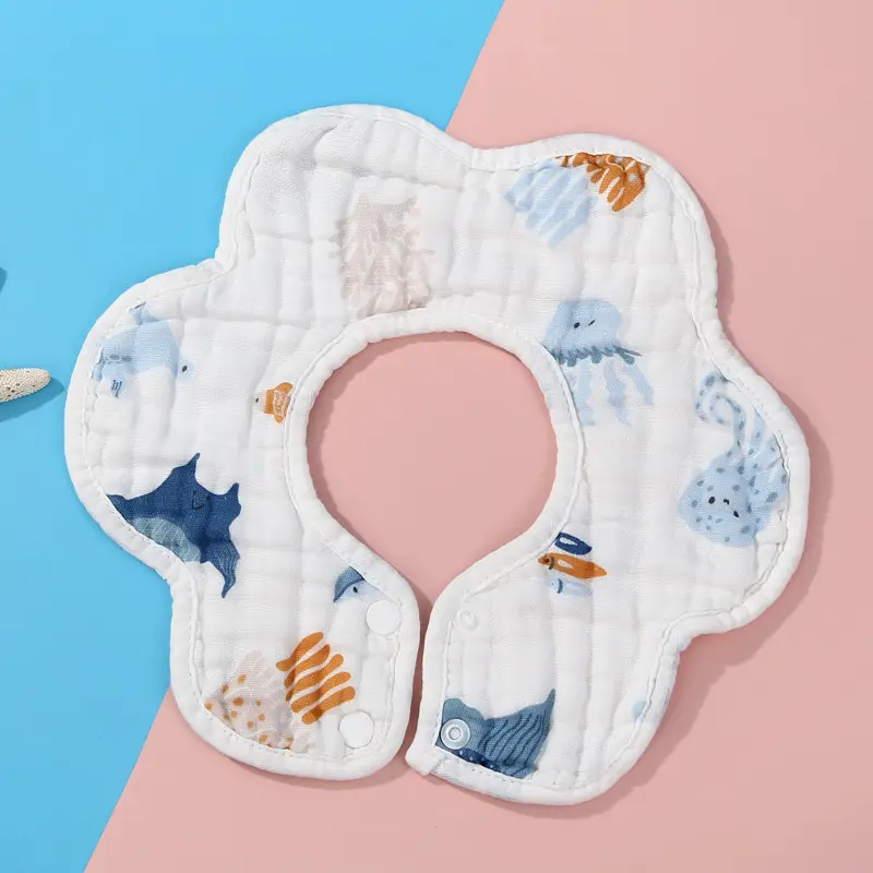 Cartoon Pure Cotton Saliva Bib for Baby 360-Degree Rotating - Image 9