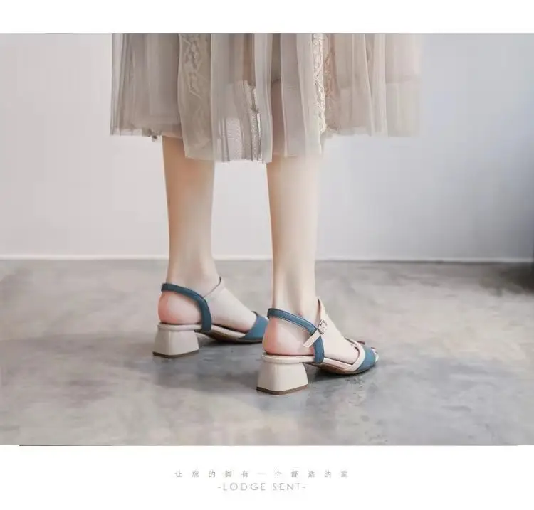 Women's Black White Mid-heel Sandals 2023 Summer — feature 10