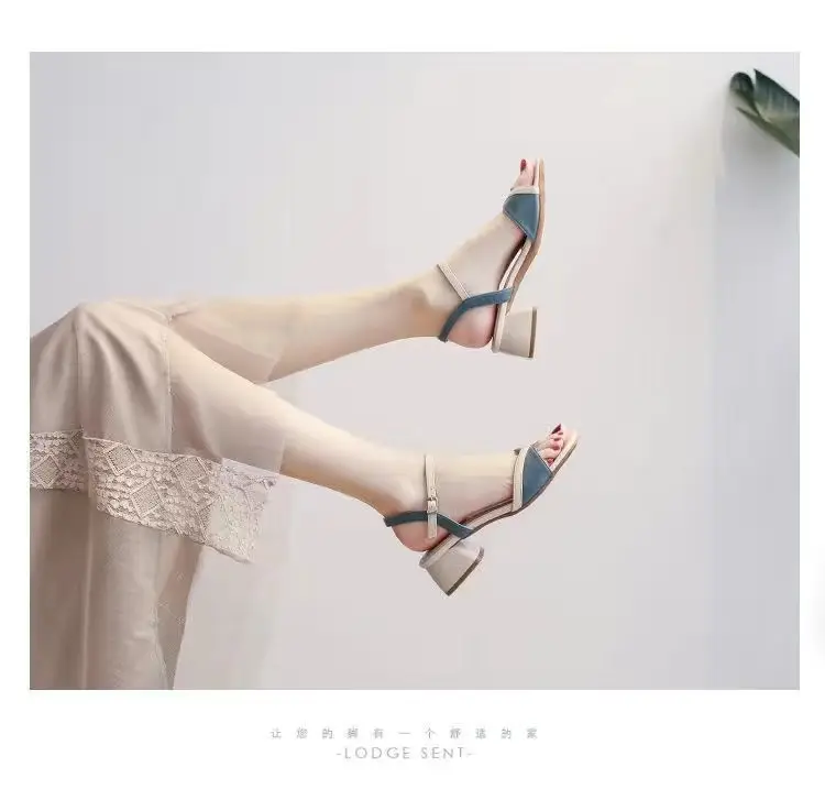 Women's Black White Mid-heel Sandals 2023 Summer — feature 9