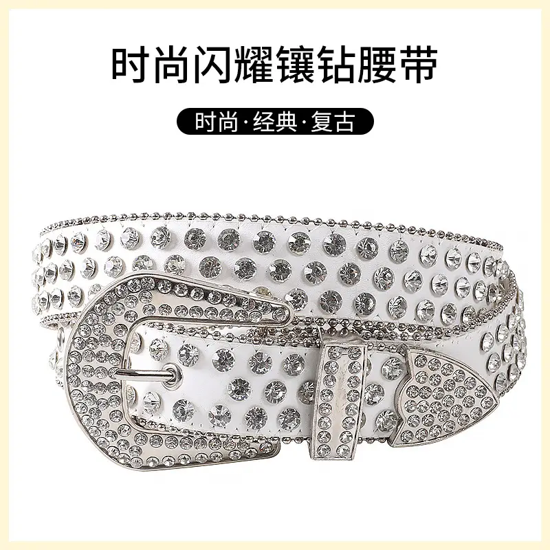 Women's Rhinestone Belt with Red Crystal Buckle - Image 49