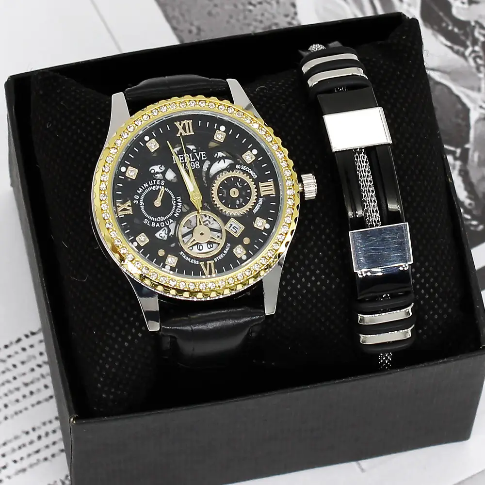 Golden Skeleton Watch for Men with Quartz Movement - Image 3