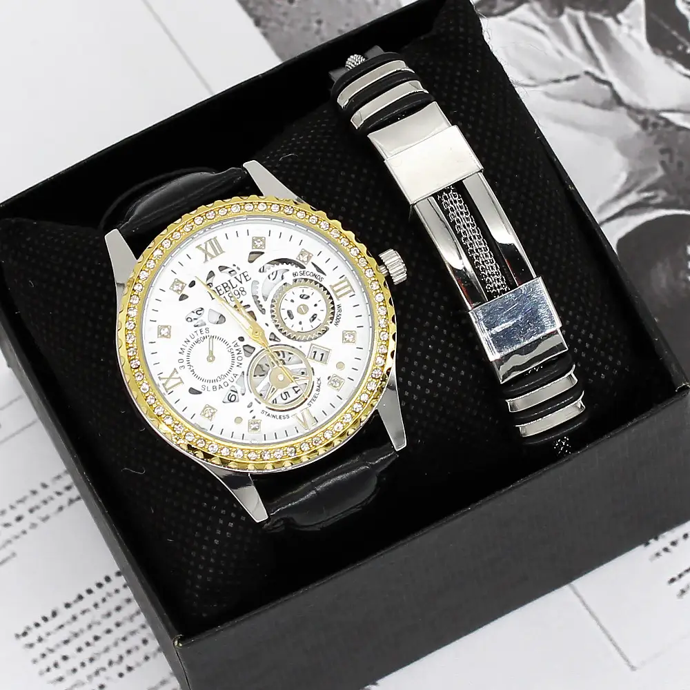 Golden Skeleton Watch for Men with Quartz Movement - Image 4