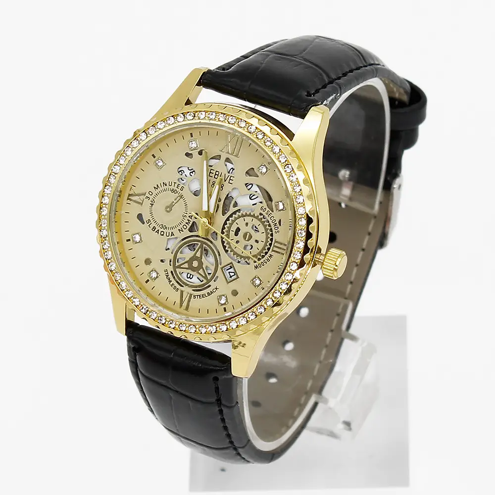 Golden Skeleton Watch for Men with Quartz Movement - Image 5