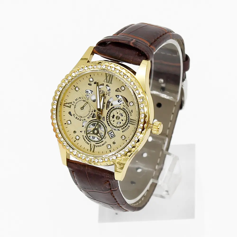 Golden Skeleton Watch for Men with Quartz Movement - Image 6