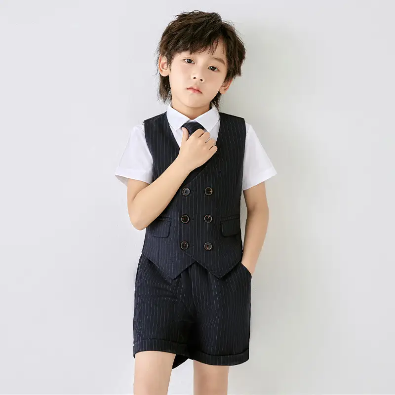 Men Navy Striped Shorts Summer School Uniform