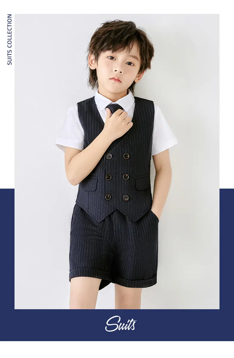 Men Navy Striped Shorts Summer School Uniform — feature 1