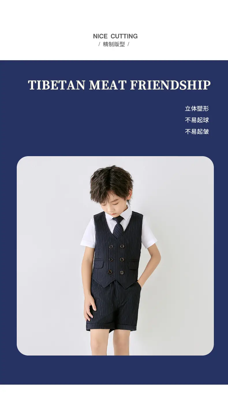 Men Navy Striped Shorts Summer School Uniform — feature 7