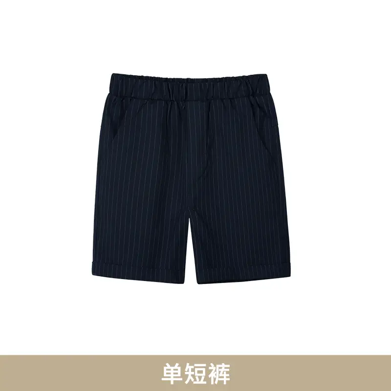 Men Navy Striped Shorts Summer School Uniform