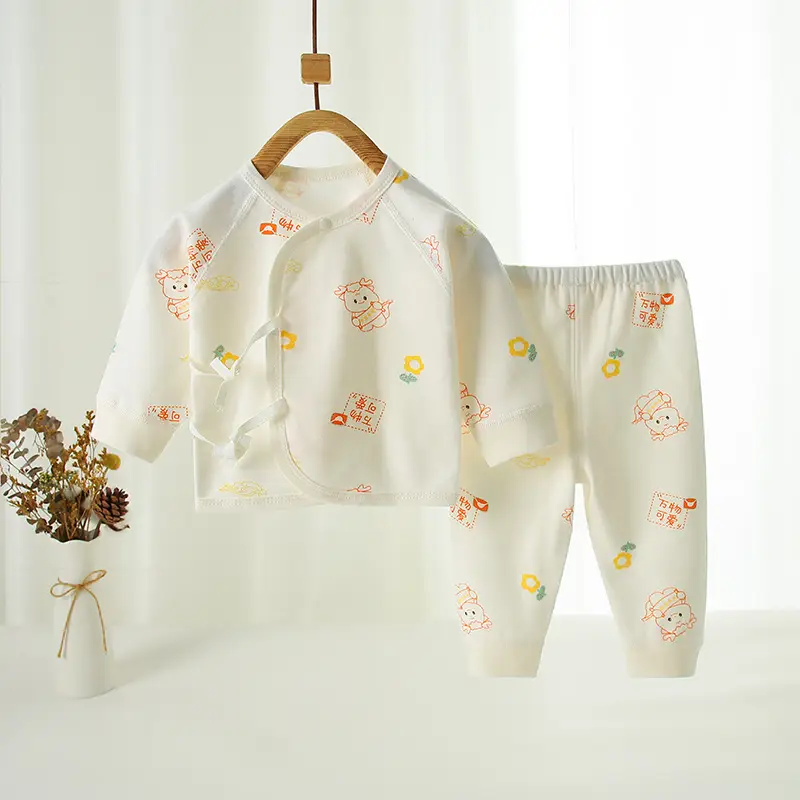 Newborn Baby Pure Cotton Bear Print Suit Cream — feature 29