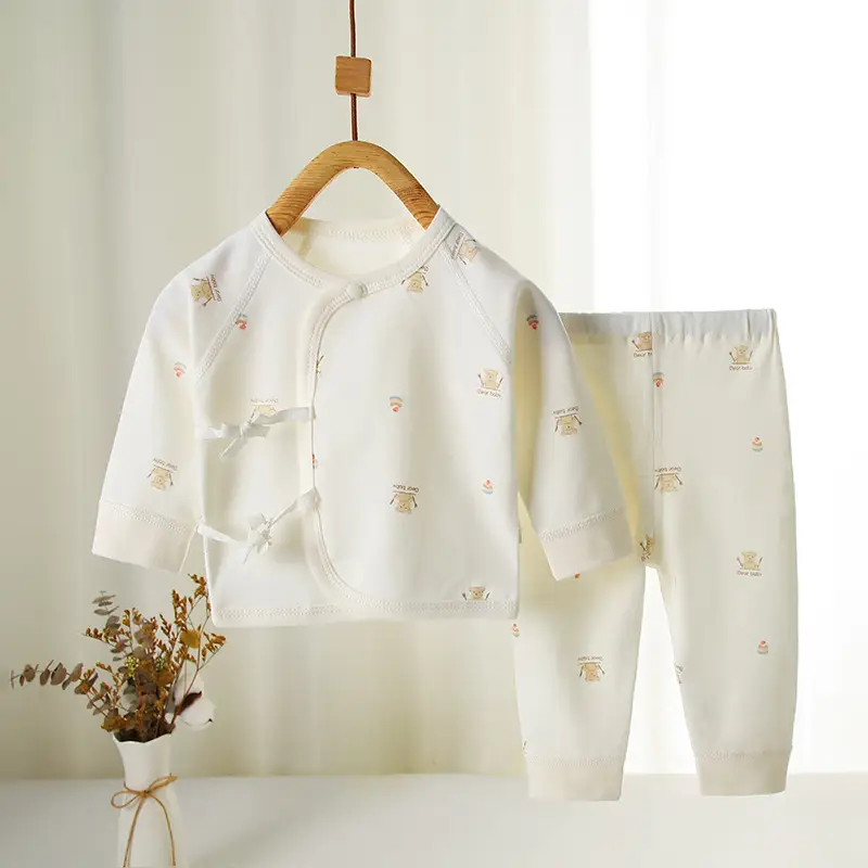 Newborn Baby Pure Cotton Bear Print Suit Cream — feature 41