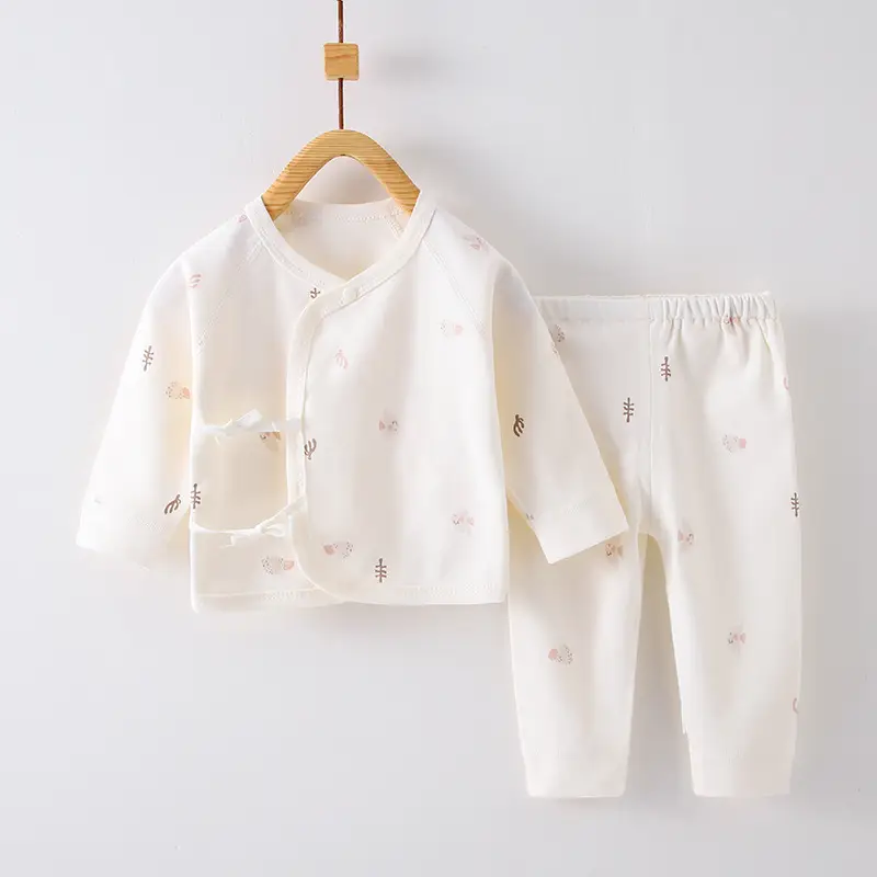 Newborn Baby Pure Cotton Bear Print Suit Cream — feature 46