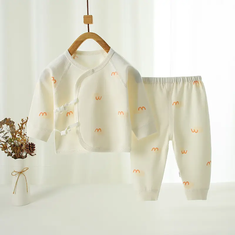 Newborn Baby Pure Cotton Bear Print Suit Cream - Image 10