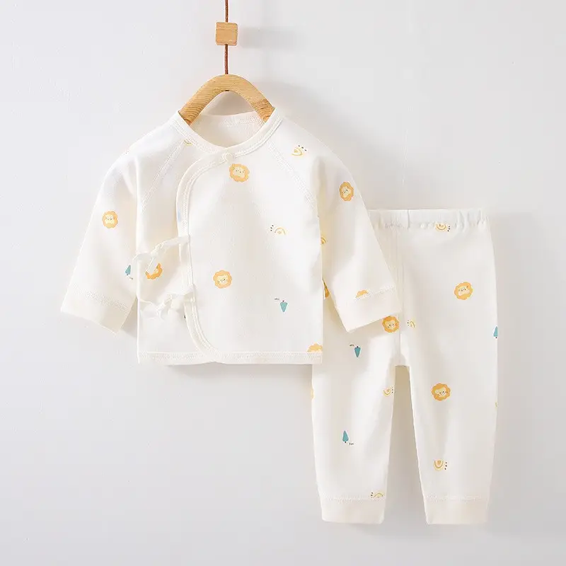 Newborn Baby Pure Cotton Bear Print Suit Cream - Image 11