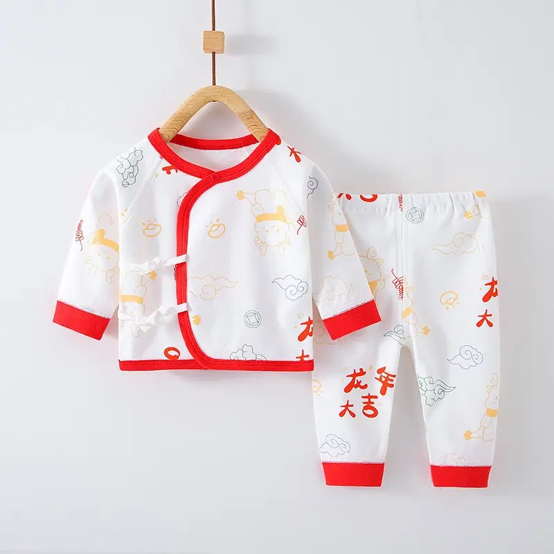 Newborn Baby Pure Cotton Bear Print Suit Cream - Image 13