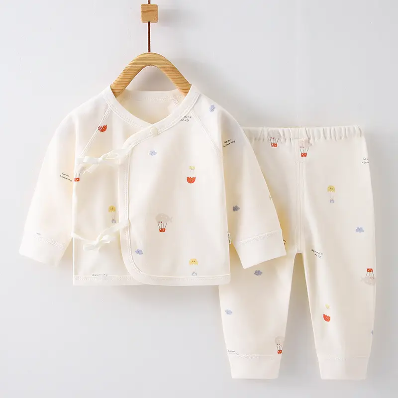 Newborn Baby Pure Cotton Bear Print Suit Cream - Image 5