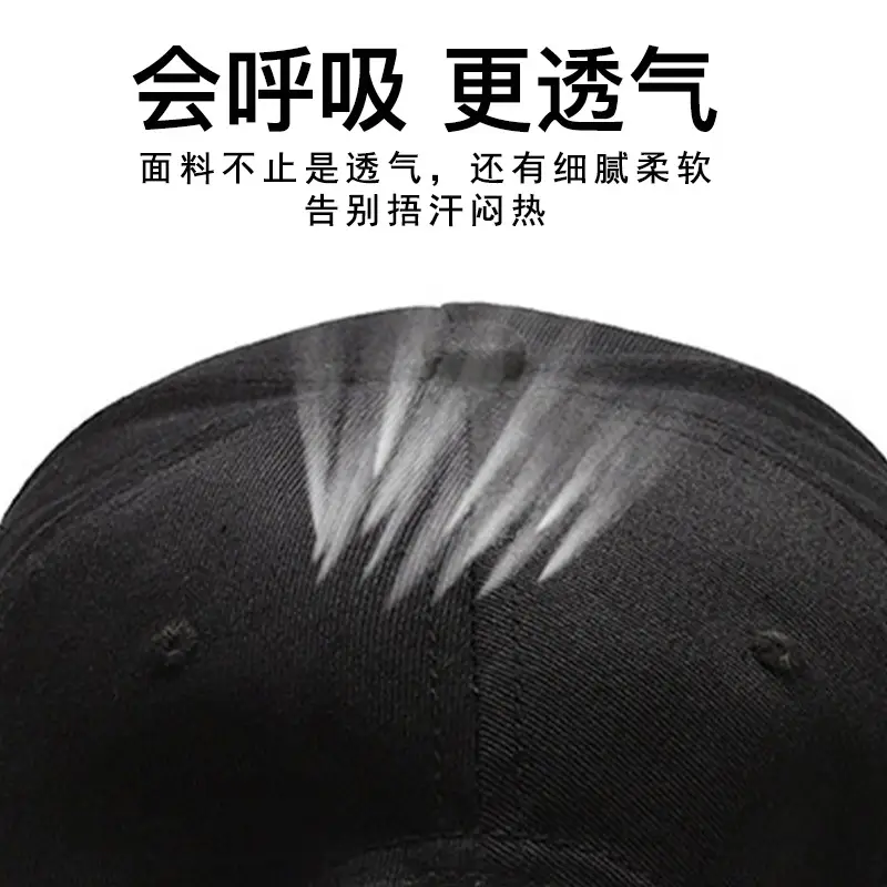 Men's Black Cotton Baseball Cap with Logo - Image 4