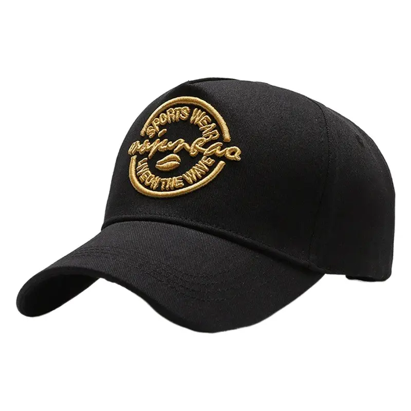 Men's Black Cotton Baseball Cap with Logo