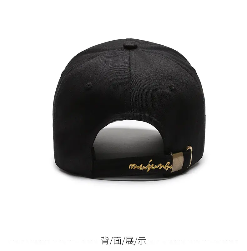 Men's Black Cotton Baseball Cap with Logo — feature 5
